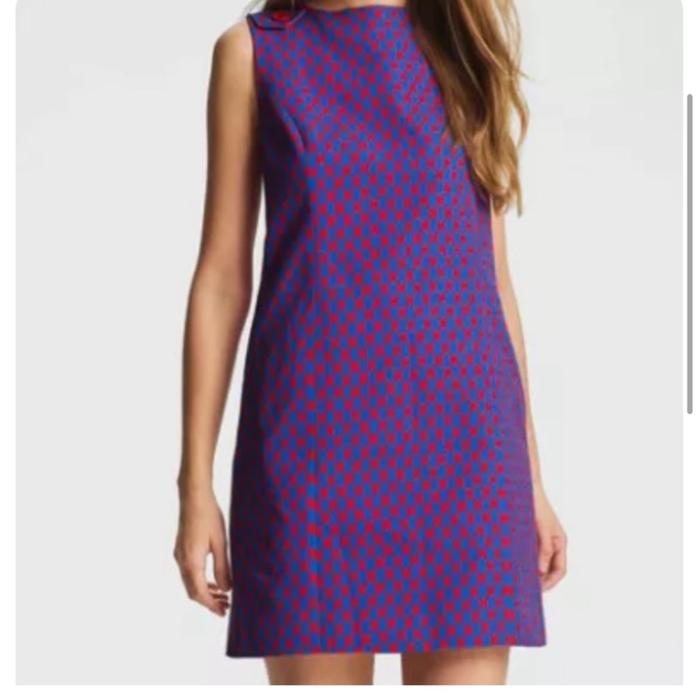 MISS WU geometric dress blue red - Picture 4 of 14
